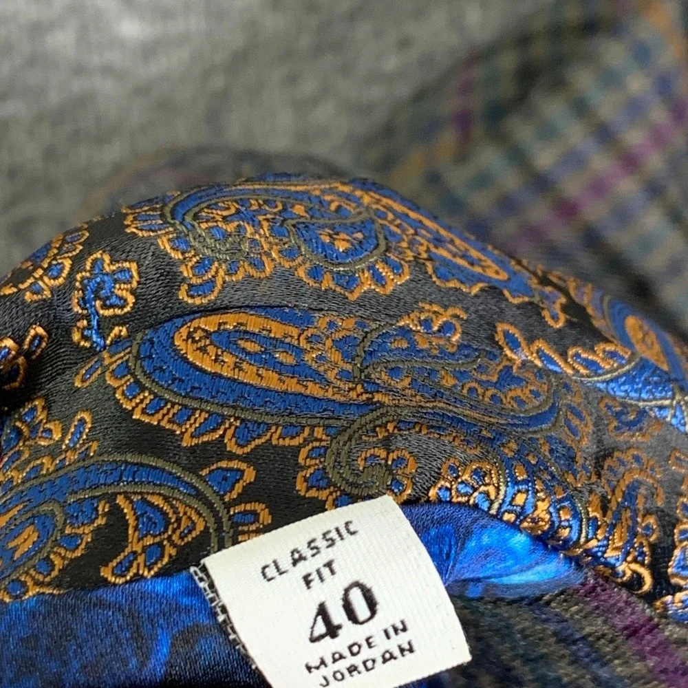 Robert Graham Blazer Jacket Men 40 Classic Check Windowpane Paisley Sport Coat